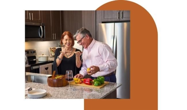 Beautiful kitchens with designer finishes a man and a woman in a kitchen